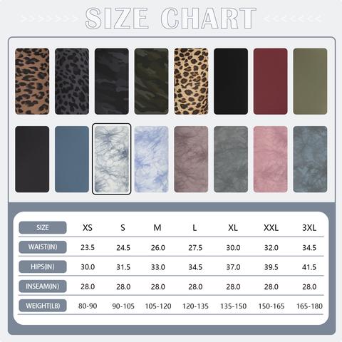 high waist yoga pants with pockets size chart